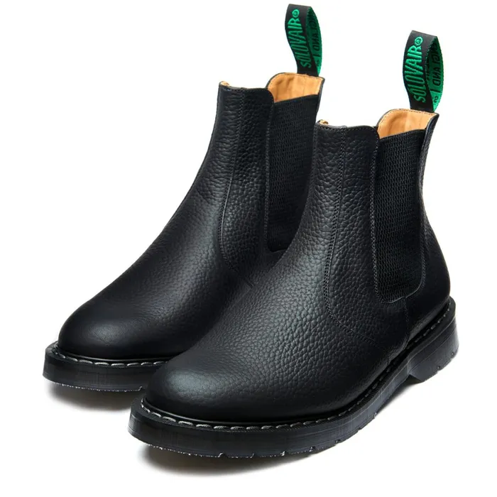 Women Solovair Dealer Boots Black Greasy Grain Dealer Boot