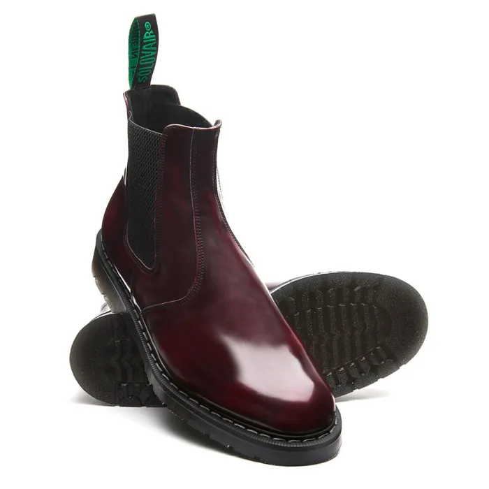 Women Solovair Dealer Boots Cherry Red RubOff HiShine Dealer Boot