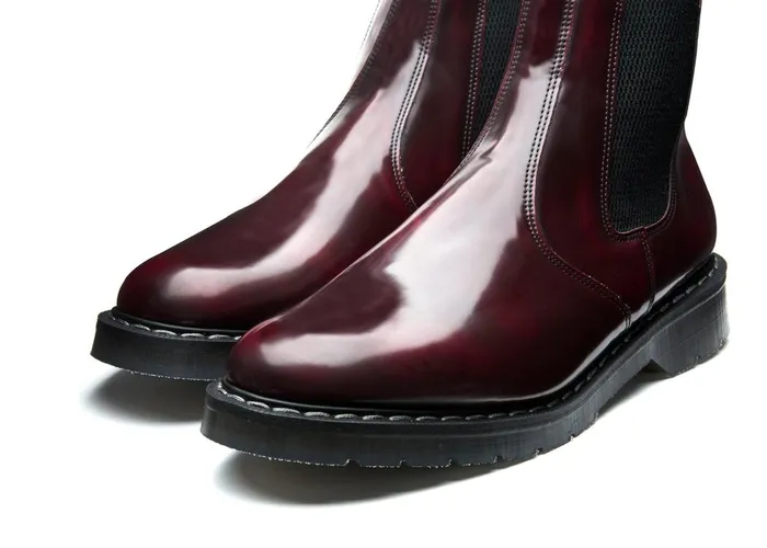 Women Solovair Dealer Boots Cherry Red RubOff HiShine Dealer Boot