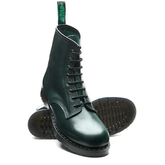 Women Solovair Derby Boots Green Gaucho 8 Eye Derby Boot