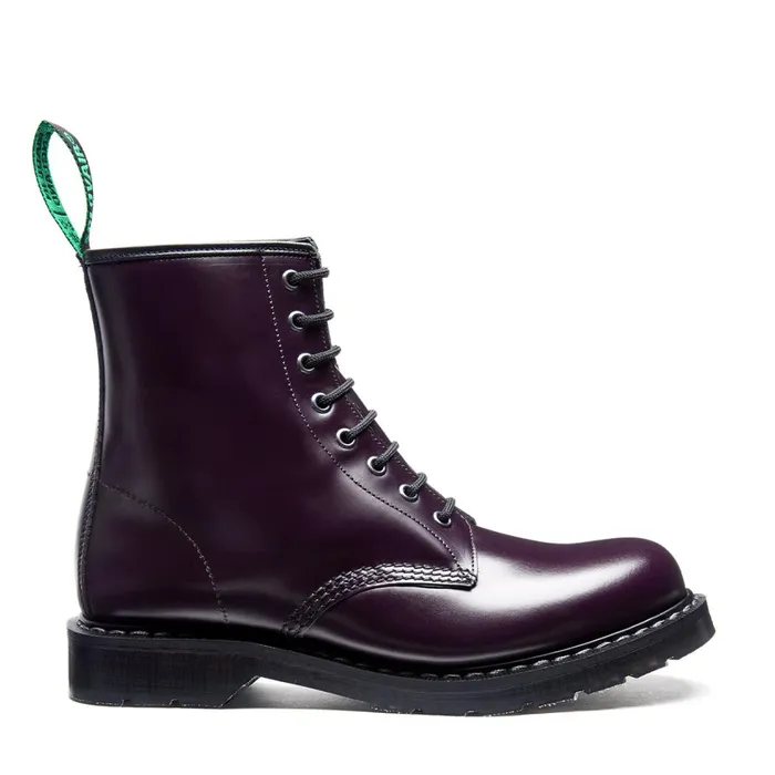 Women Solovair Derby Boots Purple HiShine 8 Eye Derby Boot