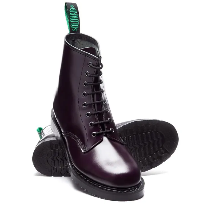 Women Solovair Derby Boots Purple HiShine 8 Eye Derby Boot