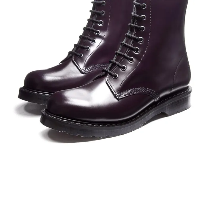 Women Solovair Derby Boots Purple HiShine 8 Eye Derby Boot