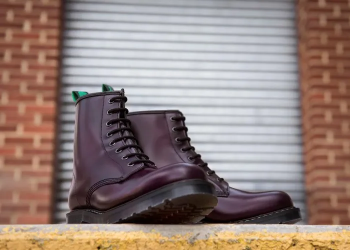 Women Solovair Derby Boots Purple HiShine 8 Eye Derby Boot
