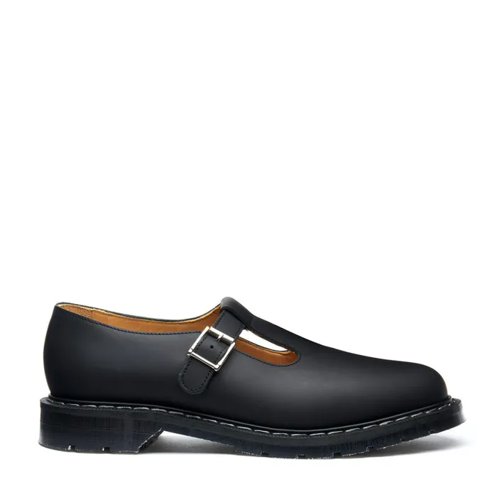 Women Solovair Mary Jane Shoes Black Greasy Mary Jane Shoe
