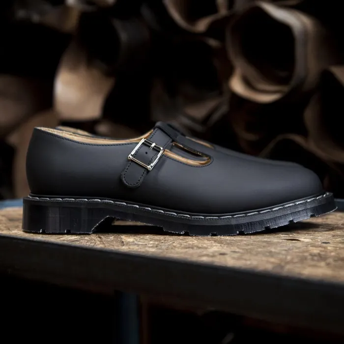 Women Solovair Mary Jane Shoes Black Greasy Mary Jane Shoe