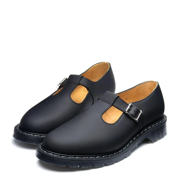 Women Solovair Mary Jane Shoes Black Greasy Mary Jane Shoe