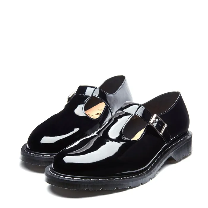 Women Solovair Mary Jane Shoes Black Patent Mary Jane Shoe