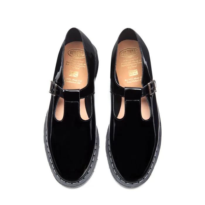 Women Solovair Mary Jane Shoes Black Patent Mary Jane Shoe