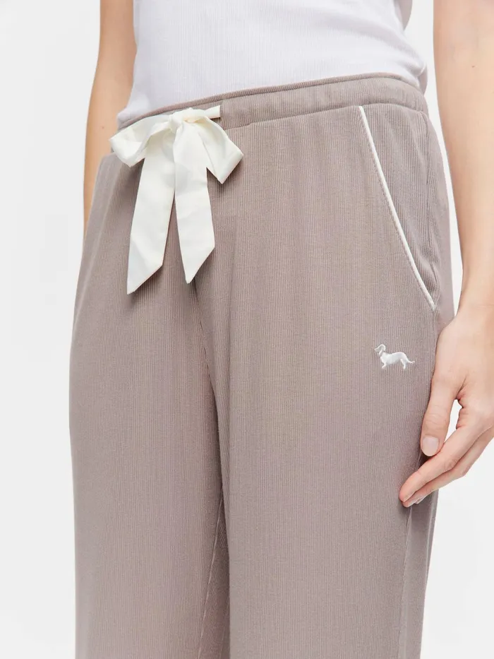 Women Stone Bamboo Rib Straight Leg Pj Pant Grey Peter Alexander Pants