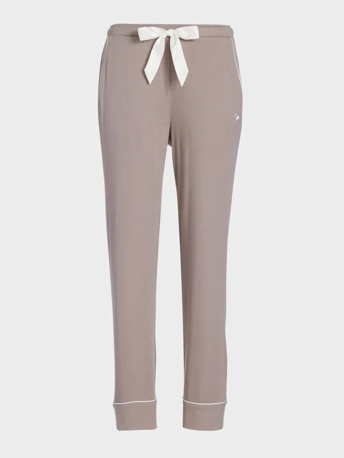 Women Stone Bamboo Rib Straight Leg Pj Pant Grey Peter Alexander Pants