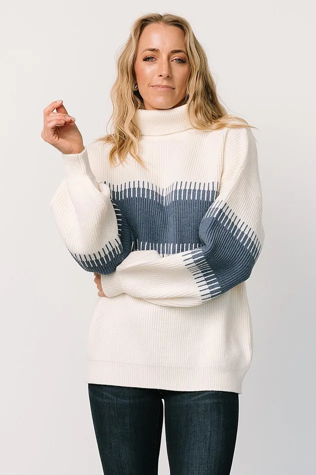 Women Sweaters Baltic Born Antonov Turtle Neck Sweater Blue Cream Women Sweaters Baltic Born Antonov Turtle Neck Sweater Blue Cream
