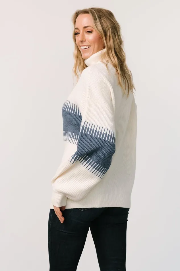 Women Sweaters Baltic Born Antonov Turtle Neck Sweater Blue Cream Women Sweaters Baltic Born Antonov Turtle Neck Sweater Blue Cream
