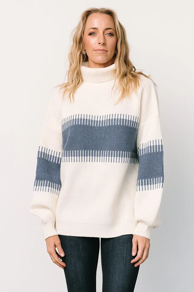 Women Sweaters Baltic Born Antonov Turtle Neck Sweater Blue Cream Women Sweaters Baltic Born Antonov Turtle Neck Sweater Blue Cream