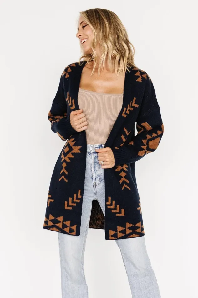 Women Sweaters Baltic Born Hays Oversized Cardigan Navy Camel