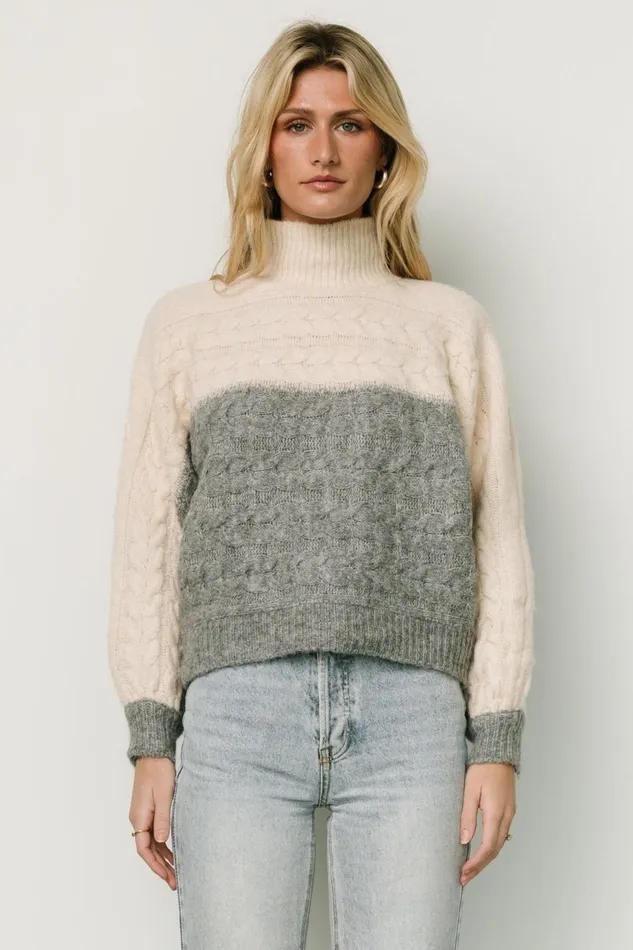 Women Sweaters Baltic Born Jody Knit Sweater Ivory Gray Women Sweaters Baltic Born Jody Knit Sweater Ivory Gray