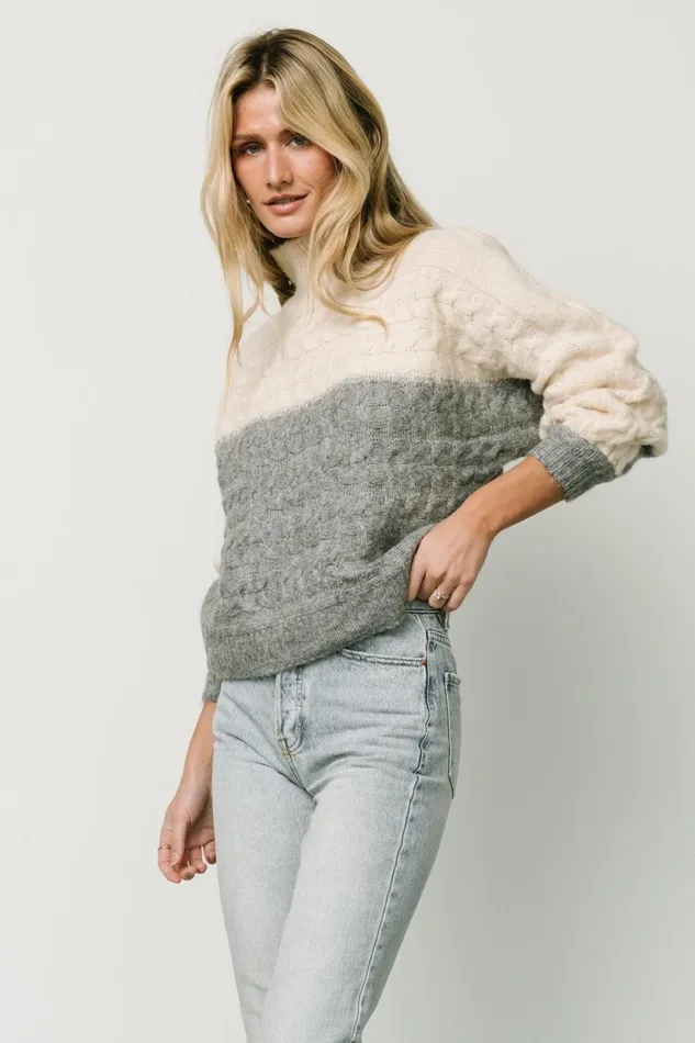 Women Sweaters Baltic Born Jody Knit Sweater Ivory Gray Women Sweaters Baltic Born Jody Knit Sweater Ivory Gray