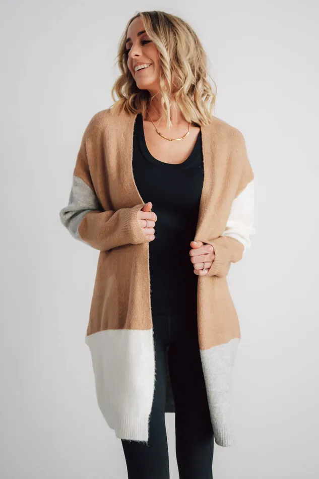 Women Sweaters Baltic Born Pierson Color Block Cardigan Camel