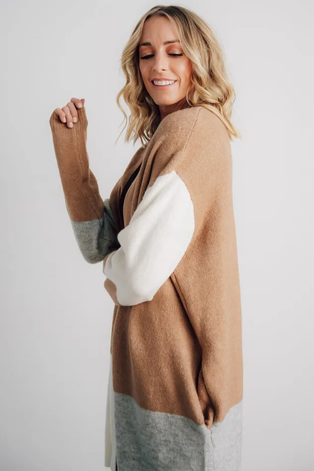 Women Sweaters Baltic Born Pierson Color Block Cardigan Camel