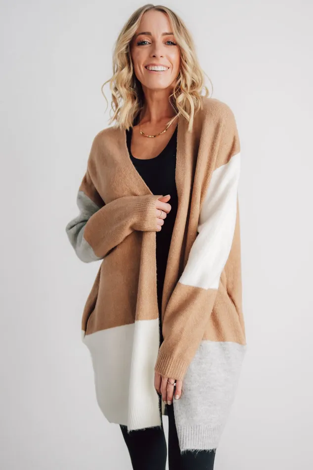 Women Sweaters Baltic Born Pierson Color Block Cardigan Camel