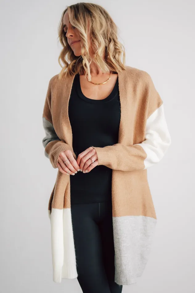 Women Sweaters Baltic Born Pierson Color Block Cardigan Camel