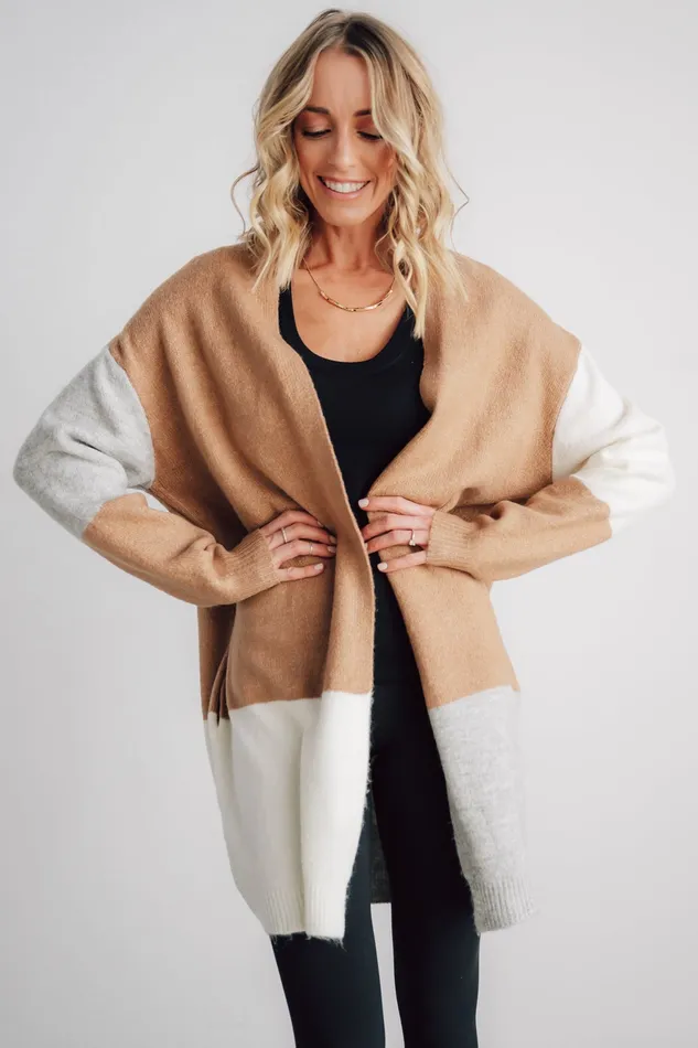 Women Sweaters Baltic Born Pierson Color Block Cardigan Camel