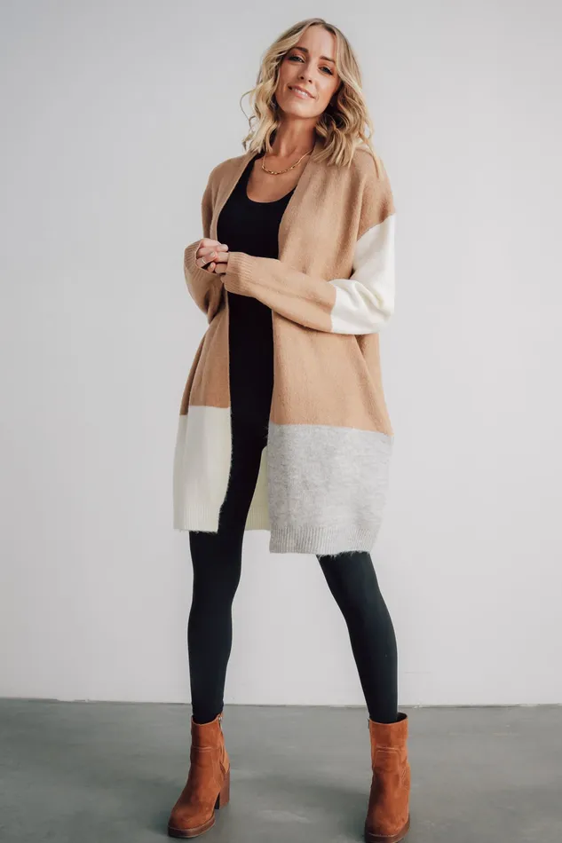Women Sweaters Baltic Born Pierson Color Block Cardigan Camel