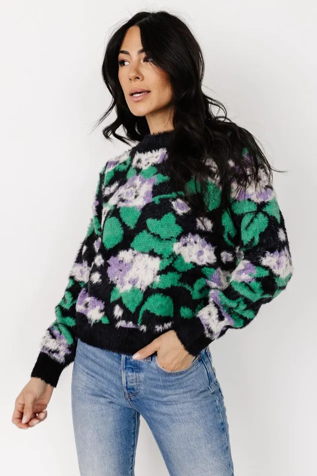 Women Sweaters Baltic Born Samson Fuzzy Knit Sweater Black Multi