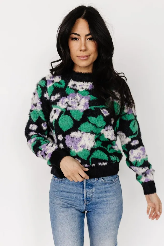 Women Sweaters Baltic Born Samson Fuzzy Knit Sweater Black Multi