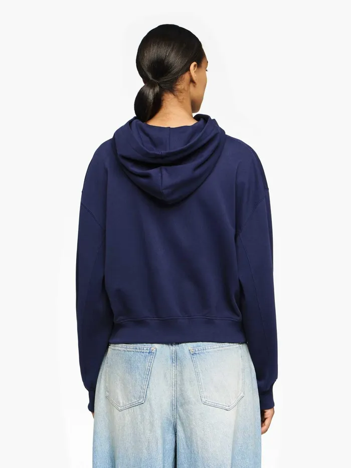 Women Sweatshirt and Hoodies JW Anderson CROPPED HOODIE WITH ANCHOR EMBROIDERY Dark Navy
