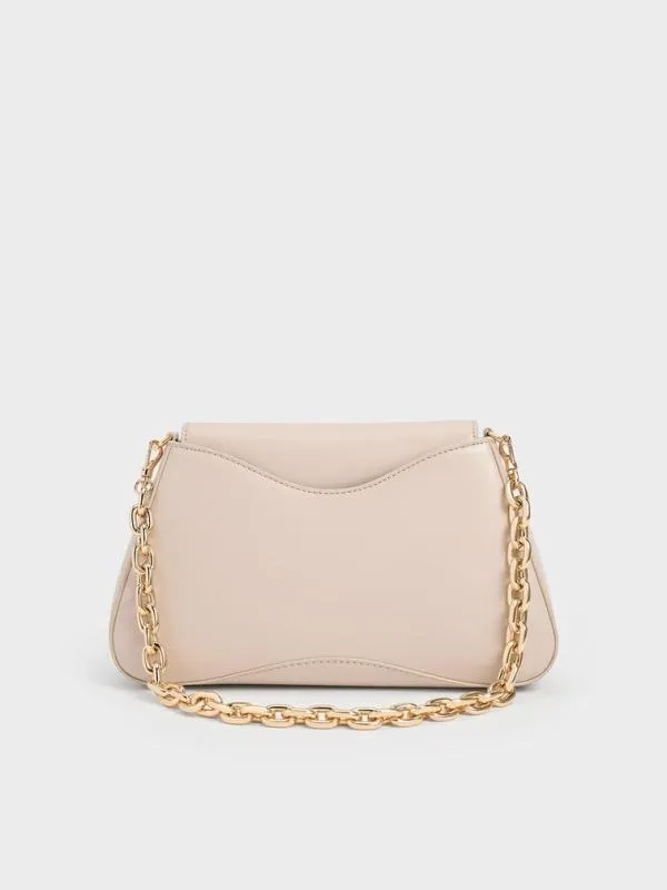 Women Sybill Trapeze ChainHandle Bag 8211 Oat CHARLES and KEITH Shoulder Bags