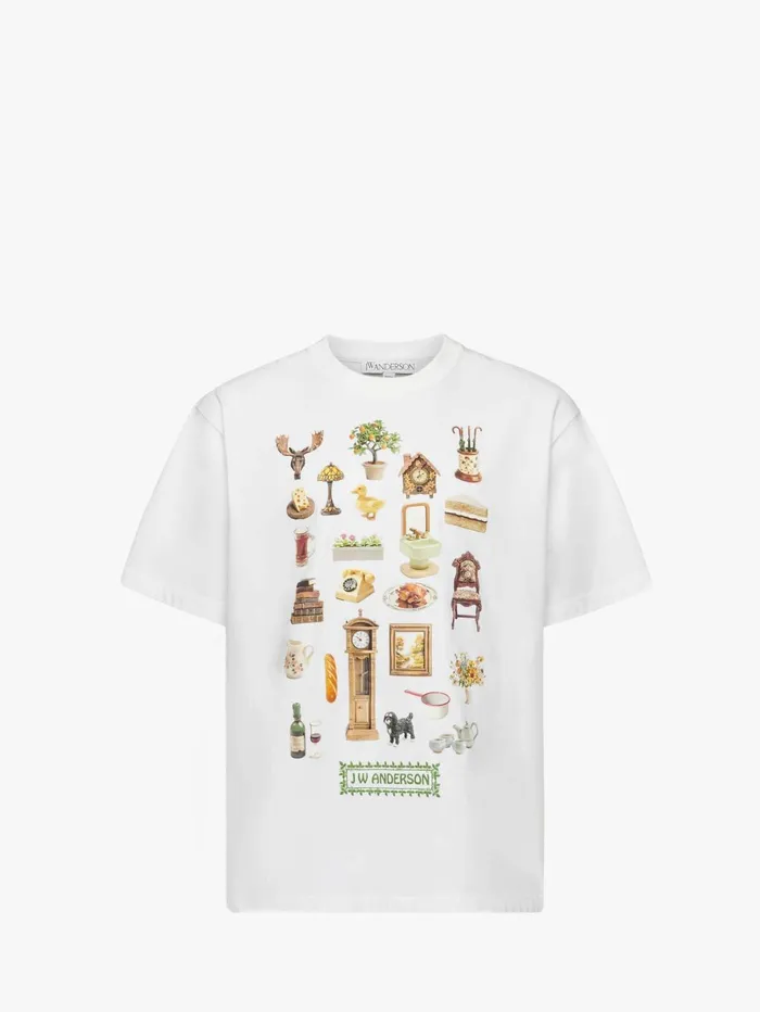 Women TShirts JW Anderson 034DIORAMA034 PRINTED TSHIRT White