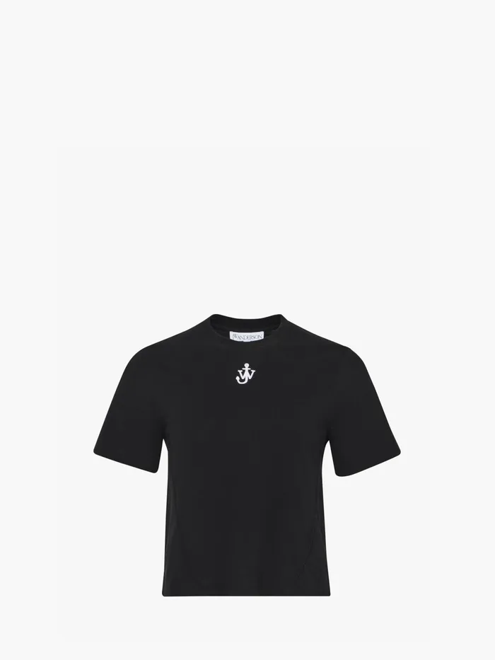 Women TShirts JW Anderson ANCHOR LOGO CROPPED PANELLED TSHIRT Black
