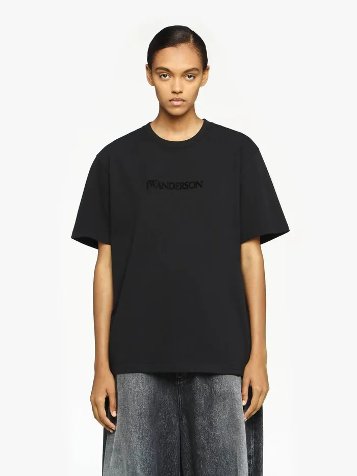 Women TShirts JW Anderson CLASSIC LOGO EMBROIDERY TSHIRT Black