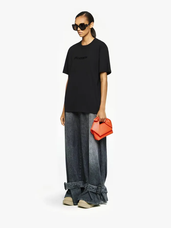 Women TShirts JW Anderson CLASSIC LOGO EMBROIDERY TSHIRT Black