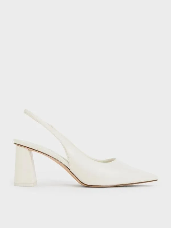 Women Teagan Elastane Trapeze Heel Slingback Pumps 8211 White CHARLES and KEITH Heels Women Teagan Elastane Trapeze Heel Slingback Pumps 8211 White CHARLES and KEITH Heels