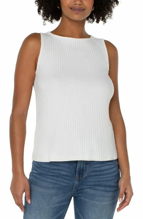 Women Tees Liverpool Los Angeles Sleeveless Boat Neck Rib Knit Top Snow