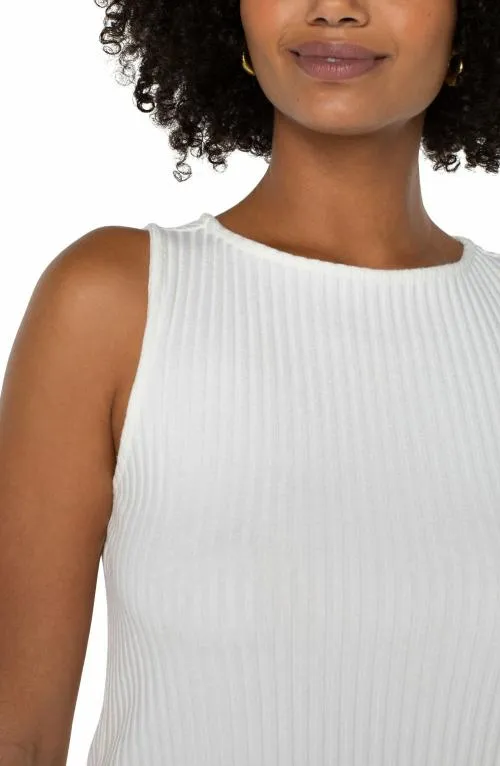 Women Tees Liverpool Los Angeles Sleeveless Boat Neck Rib Knit Top Snow