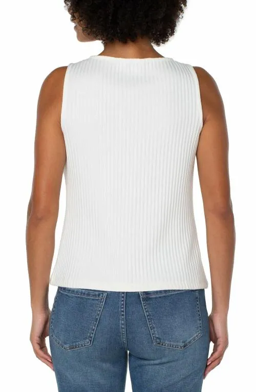 Women Tees Liverpool Los Angeles Sleeveless Boat Neck Rib Knit Top Snow