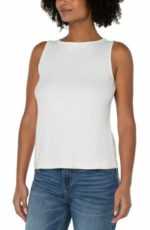 Women Tees Liverpool Los Angeles Sleeveless Boat Neck Rib Knit Top Snow