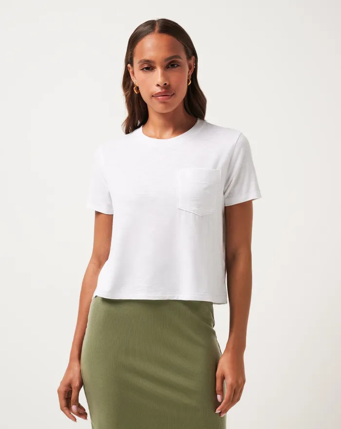 Women Tees TravisMathew CLOUD CREW POCKET TEE White