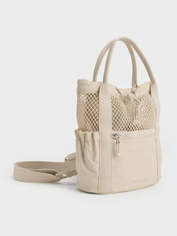Women Terra Mesh and Nylon MultiWay Bag 8211 Oat CHARLES and KEITH Slouchy Bags