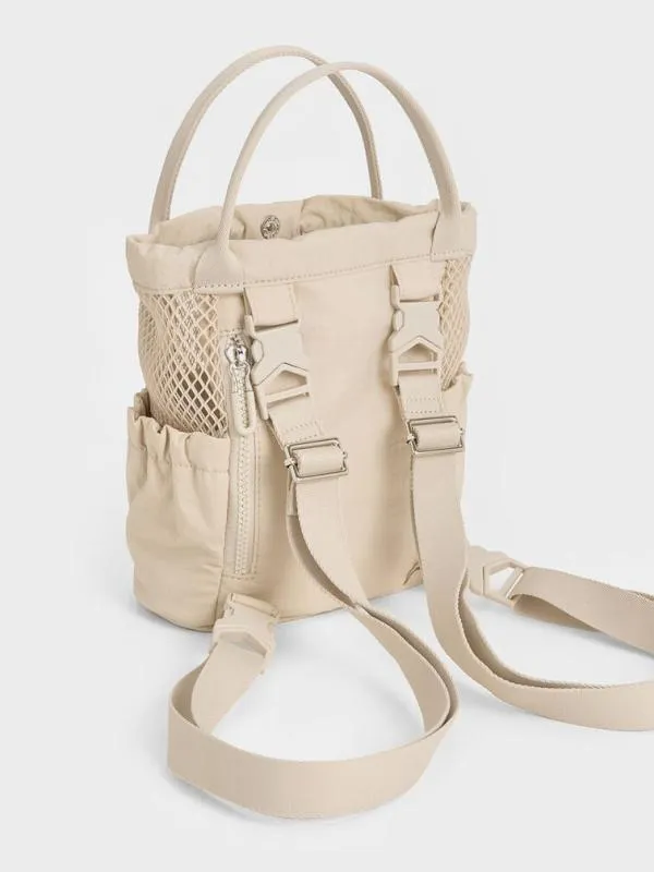 Women Terra Mesh and Nylon MultiWay Bag 8211 Oat CHARLES and KEITH Slouchy Bags