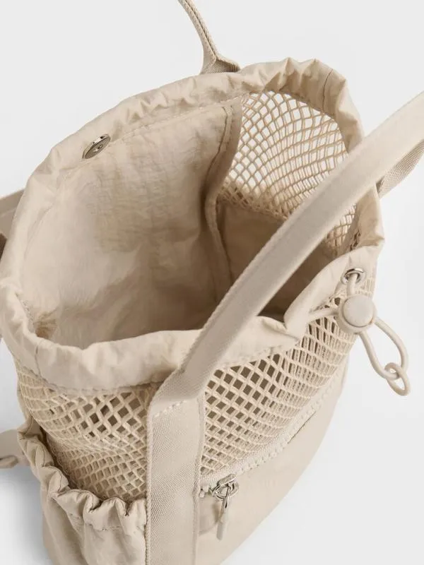 Women Terra Mesh and Nylon MultiWay Bag 8211 Oat CHARLES and KEITH Slouchy Bags