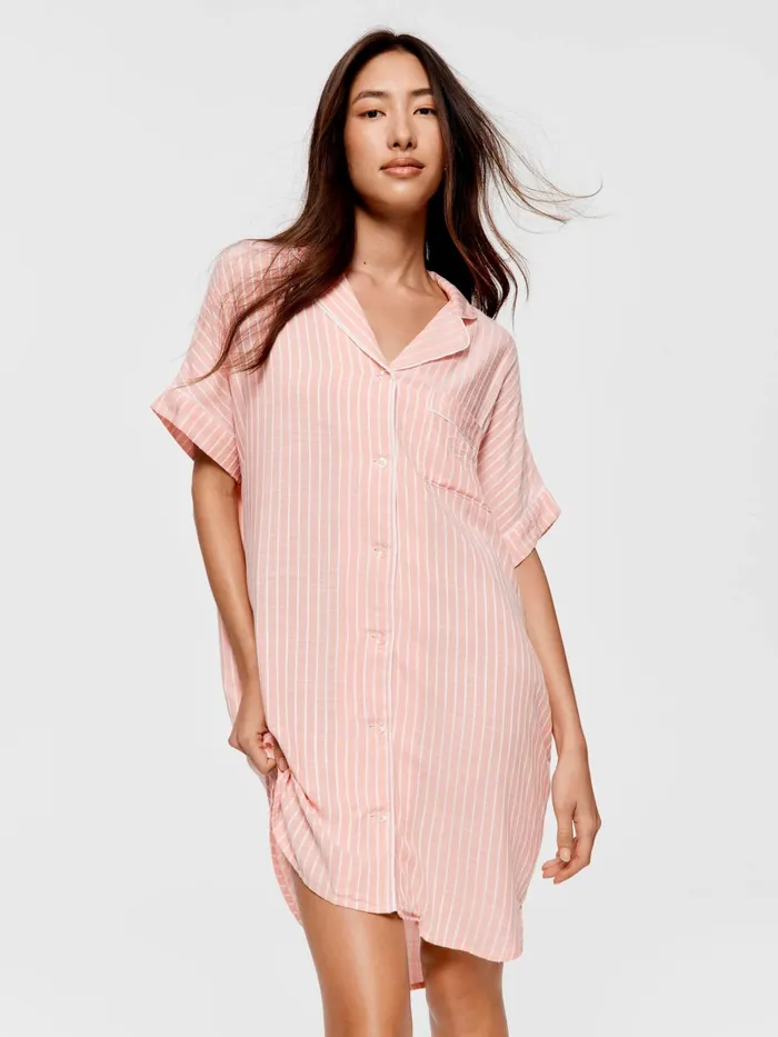 Women Textured Boyfriend Nightshirt Multi Peter Alexander Nighties