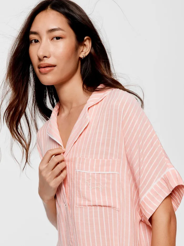 Women Textured Boyfriend Nightshirt Multi Peter Alexander Nighties