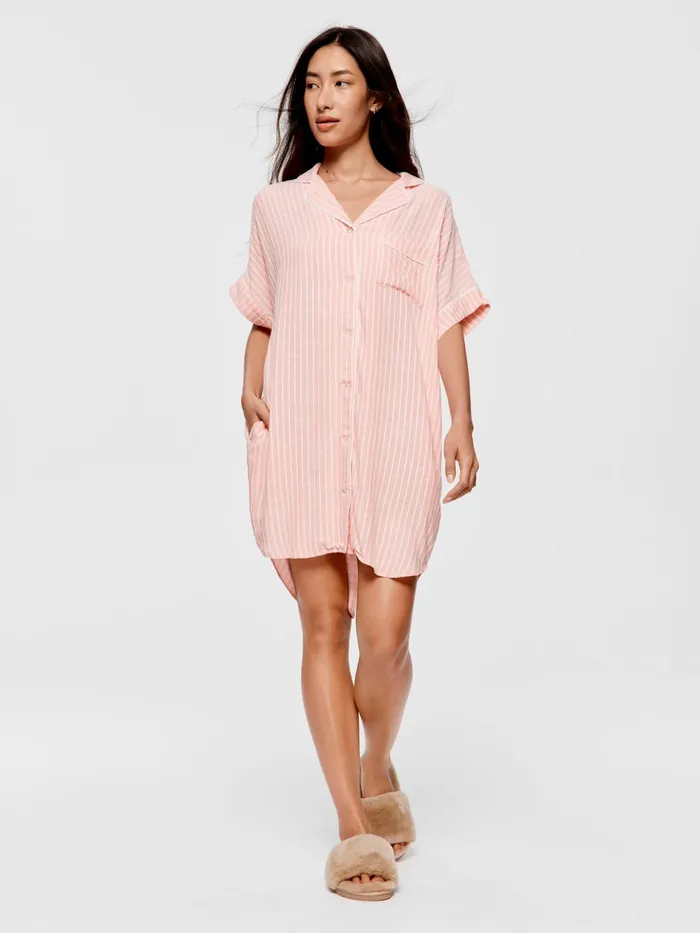 Women Textured Boyfriend Nightshirt Multi Peter Alexander Nighties