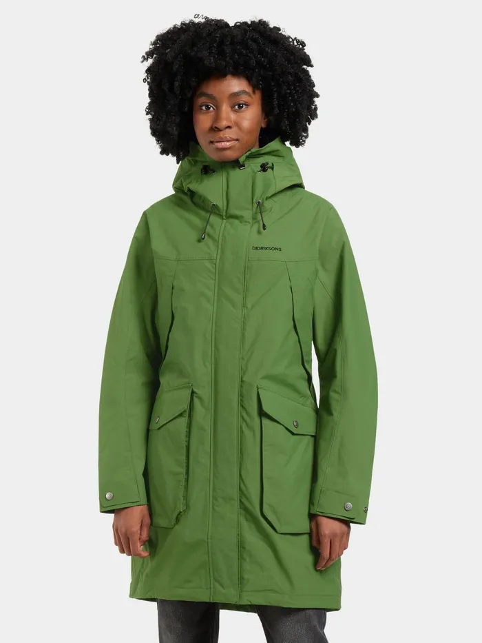 Women Thelma Parka Velvet Green Didriksons Spring Jackets