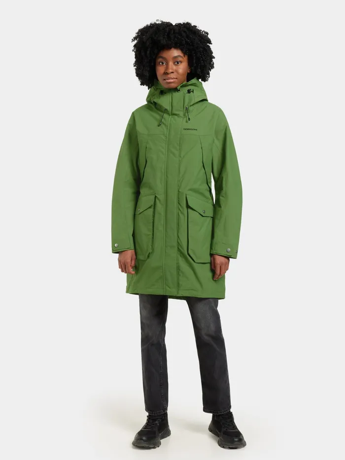 Women Thelma Parka Velvet Green Didriksons Spring Jackets