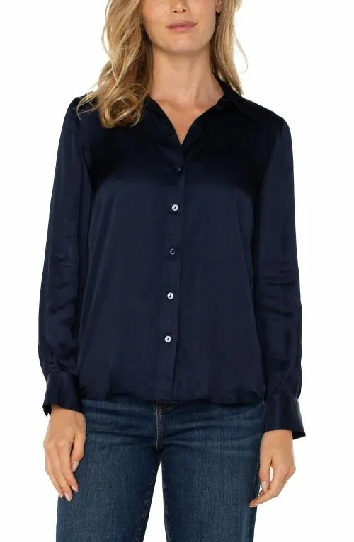 Women Tops Liverpool Los Angeles Long Sleeve Collared Button Front Woven Blouse Dark Navy Women Tops Liverpool Los Angeles Long Sleeve Collared Button Front Woven Blouse Dark Navy
